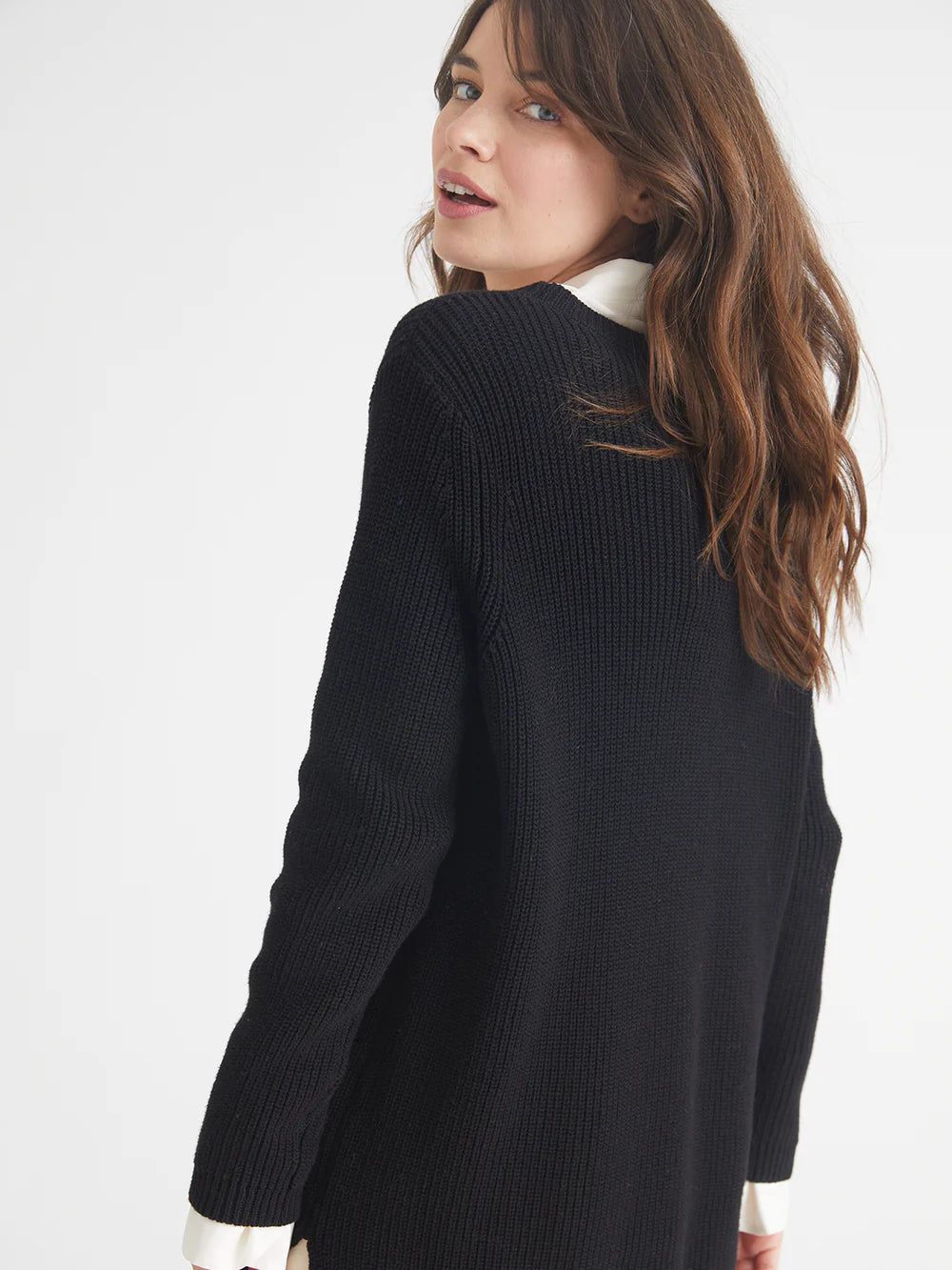 Emma Crewneck Shaker Stitch Sweater | Black sold by Belletique product image thumbnail 4
