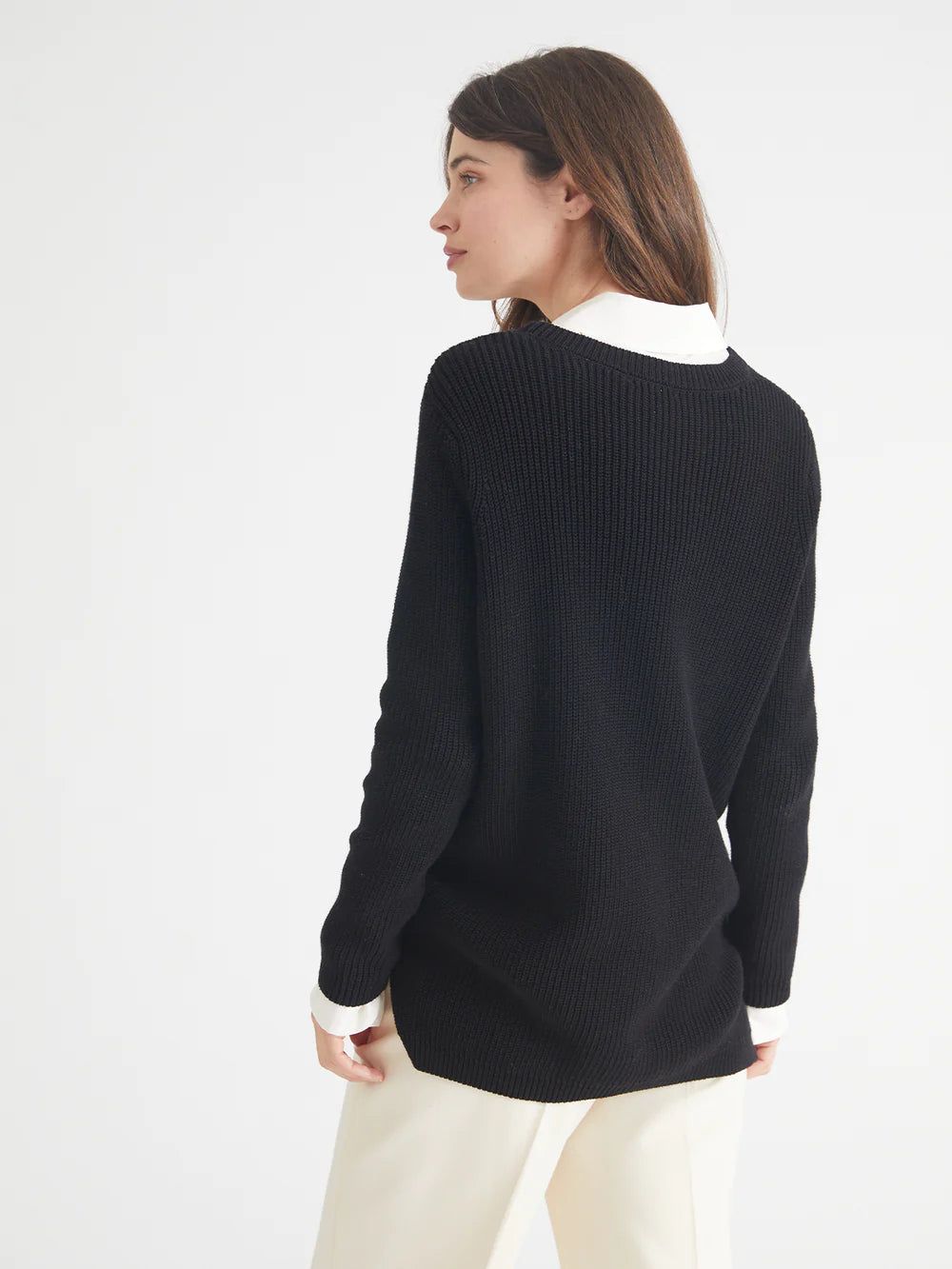 Emma Crewneck Shaker Stitch Sweater | Black sold by Belletique product image thumbnail 5