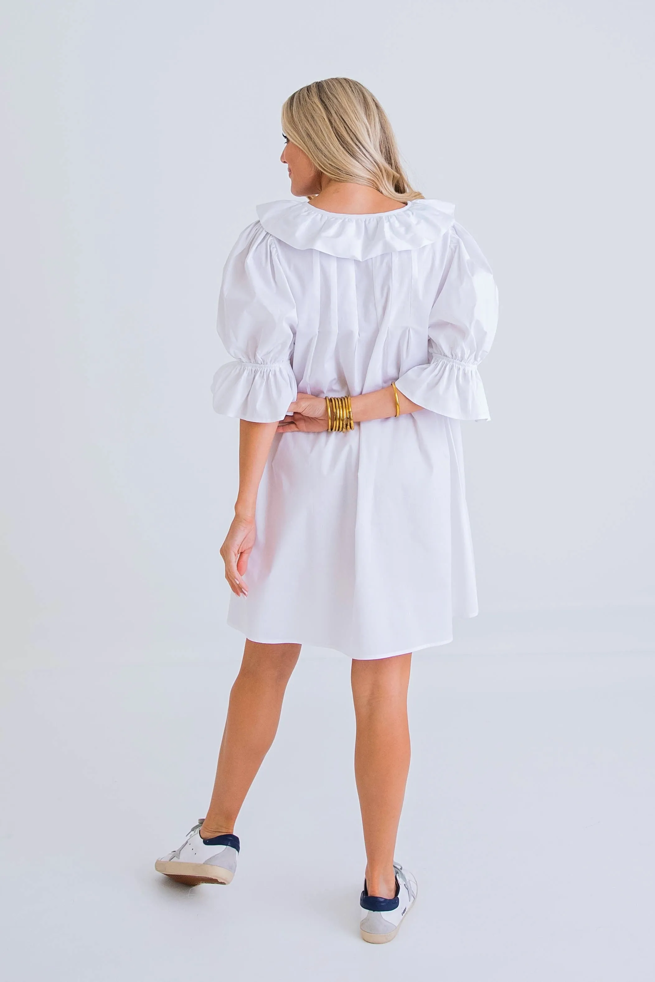 Poplin Puff Sleeve Dress | White sold by Belletique product image thumbnail 2