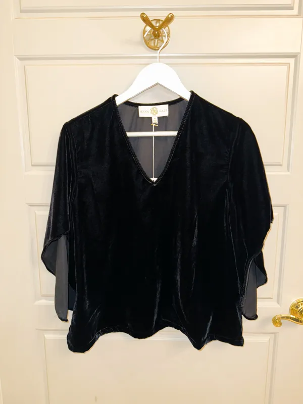 Nina Top | Black Velvet sold by Belletique