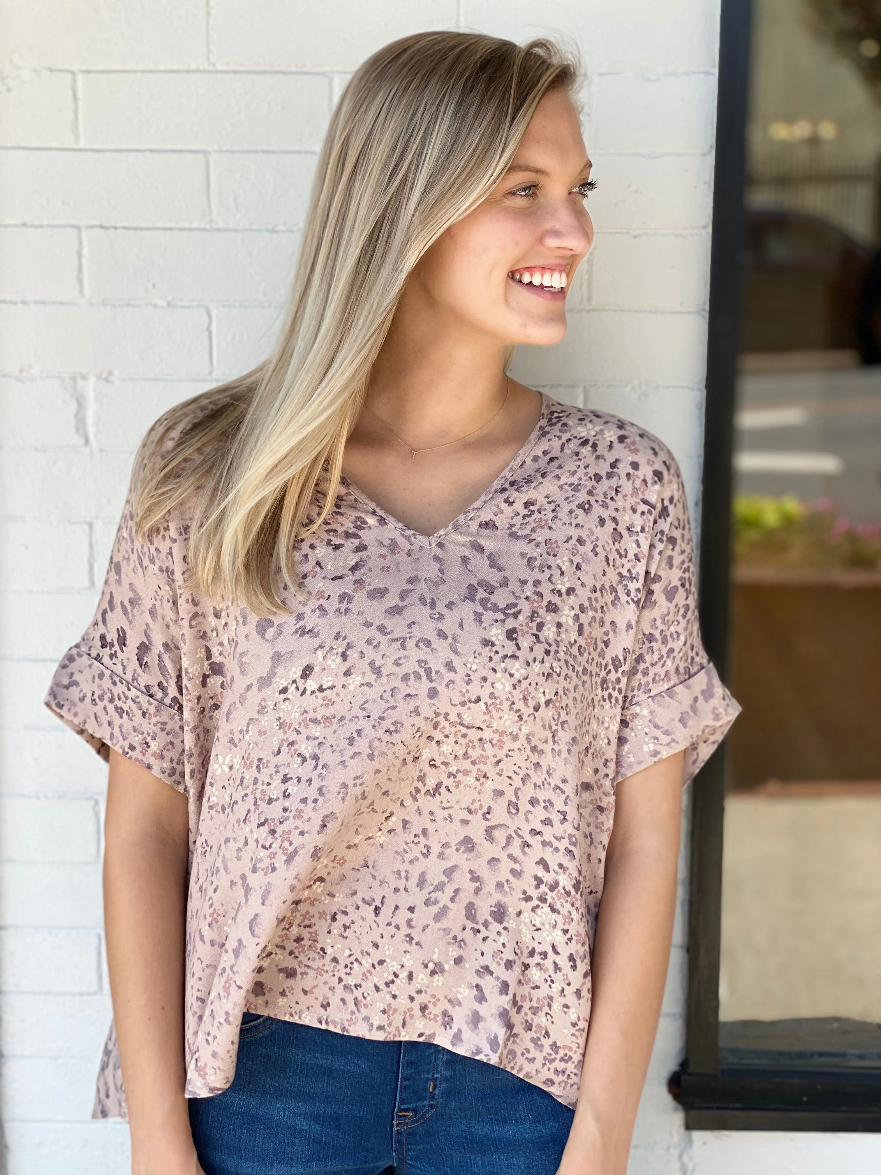 Leopard V Neck Signature Top sold by Belletique