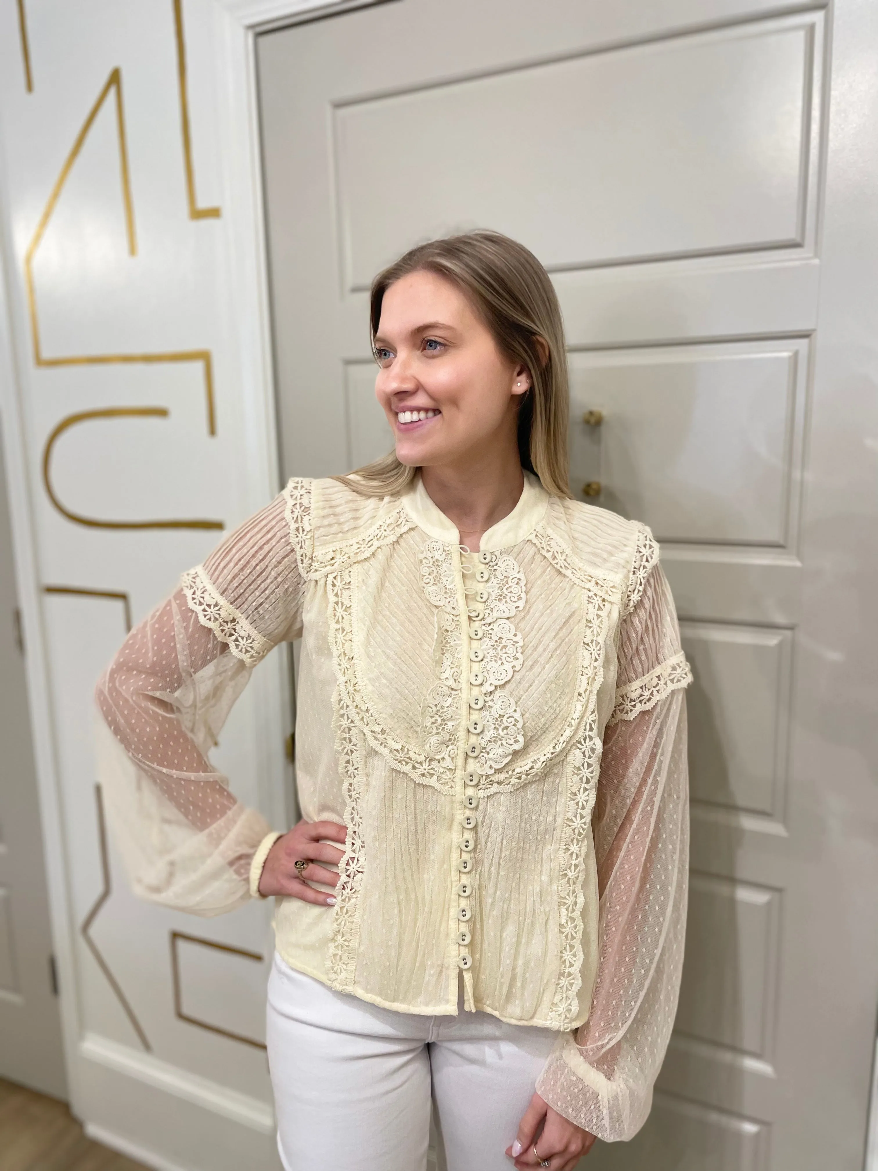 Harper Shirt | Ecru sold by Belletique