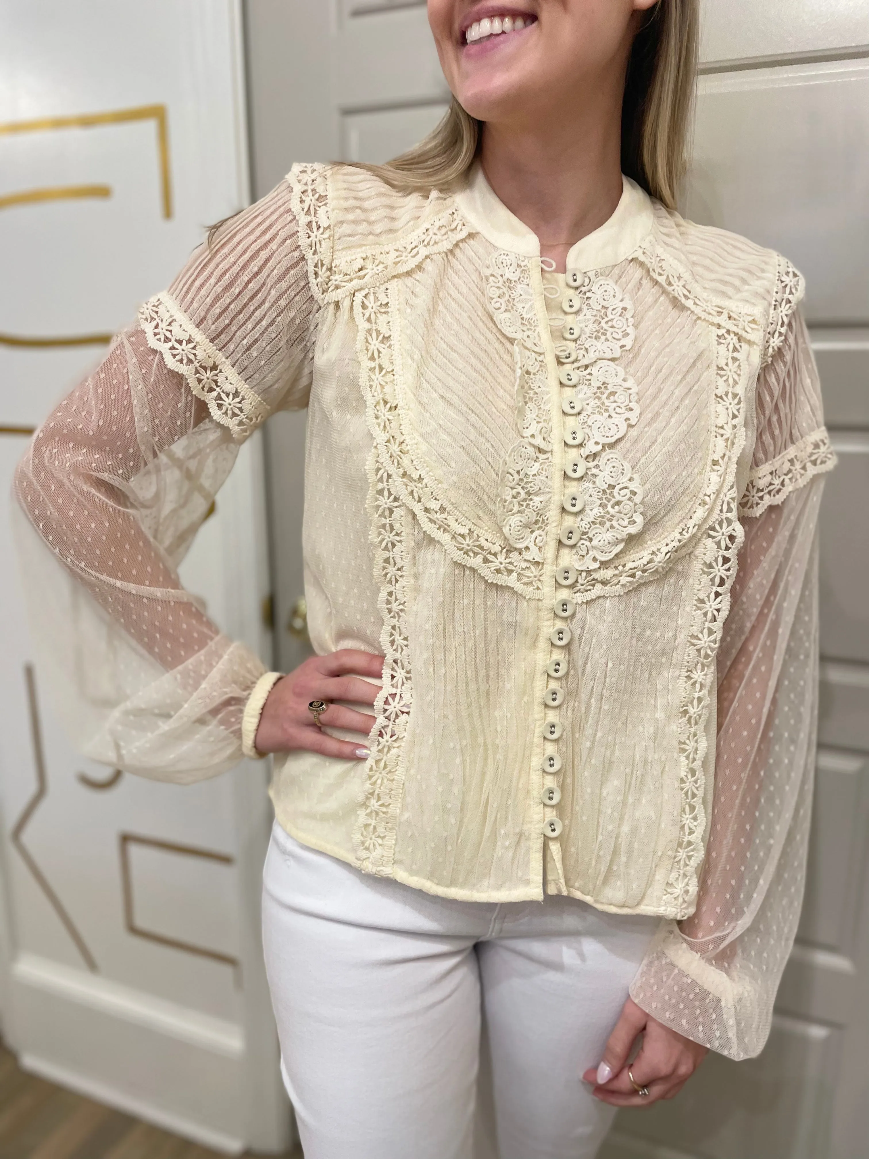 Harper Shirt | Ecru sold by Belletique product image thumbnail 2