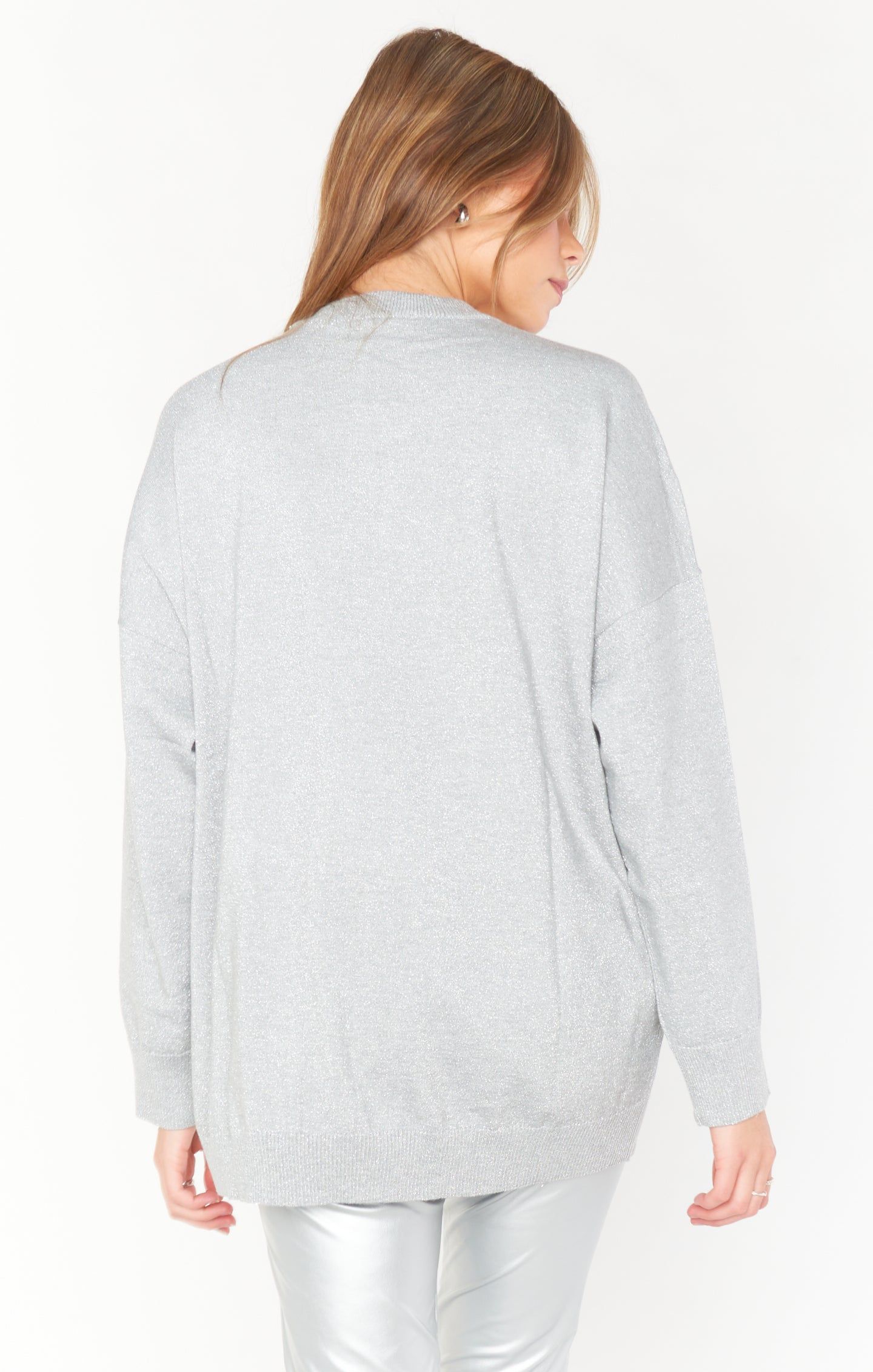 Classic Crewneck Sweater | Silver Metallic Knit sold by Belletique product image thumbnail 3