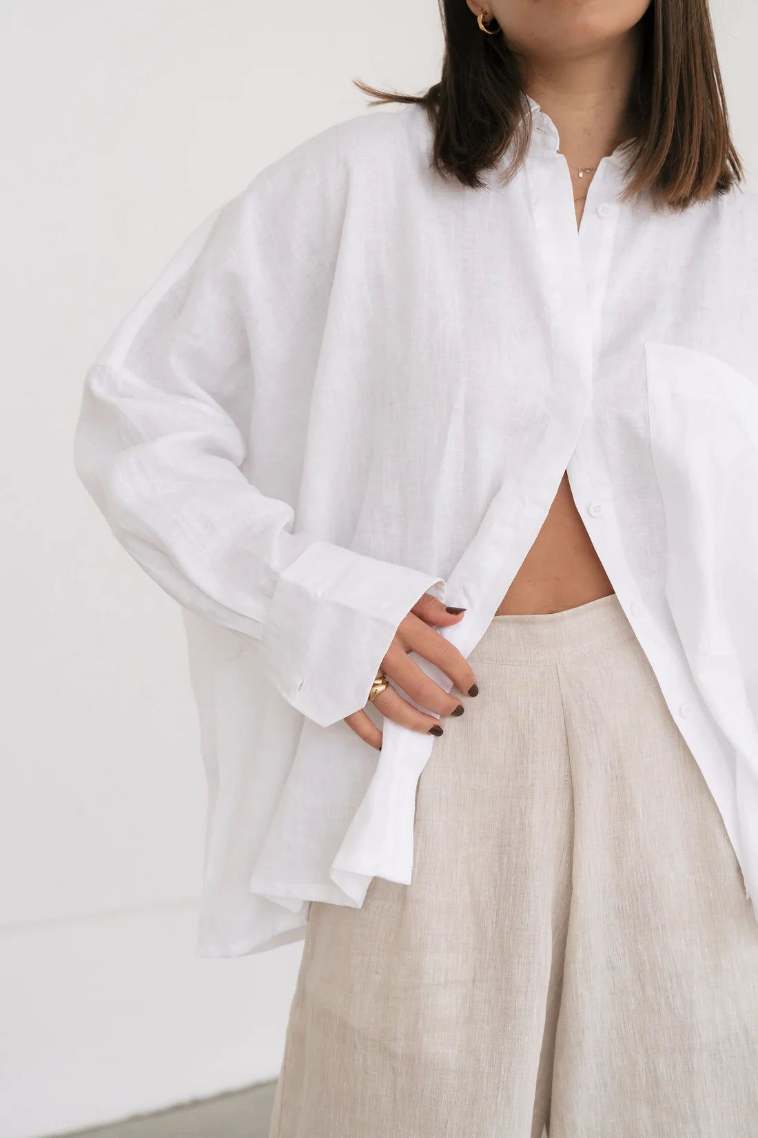 The Cate Shirt | White Linen sold by Belletique product image thumbnail 2