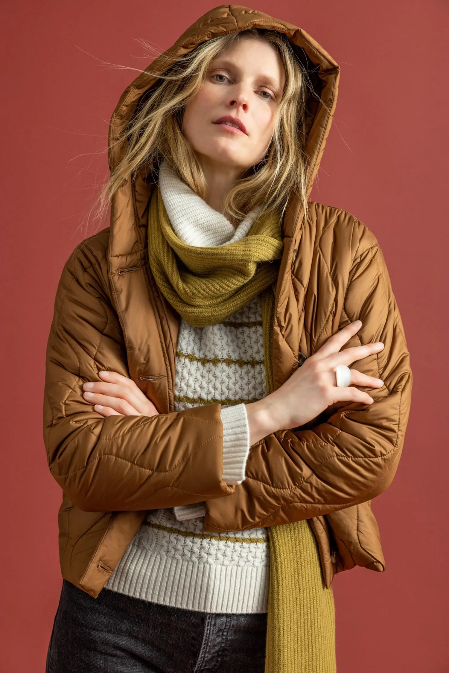 Hooded Snap Front Jacket | Hazelnut sold by Belletique product image thumbnail 5