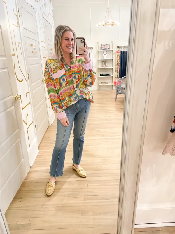 Lennon Pintuck High Rise Crop Boot Denim sold by Belletique