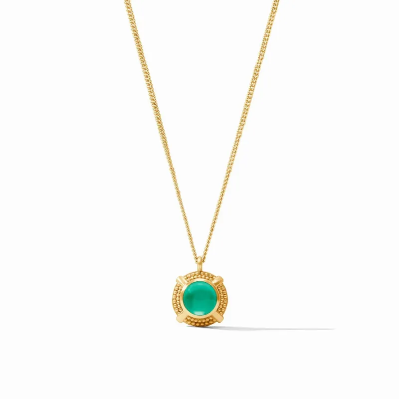 Cabochon Solitaire Necklace | Iridescent Emerald Green sold by Belletique