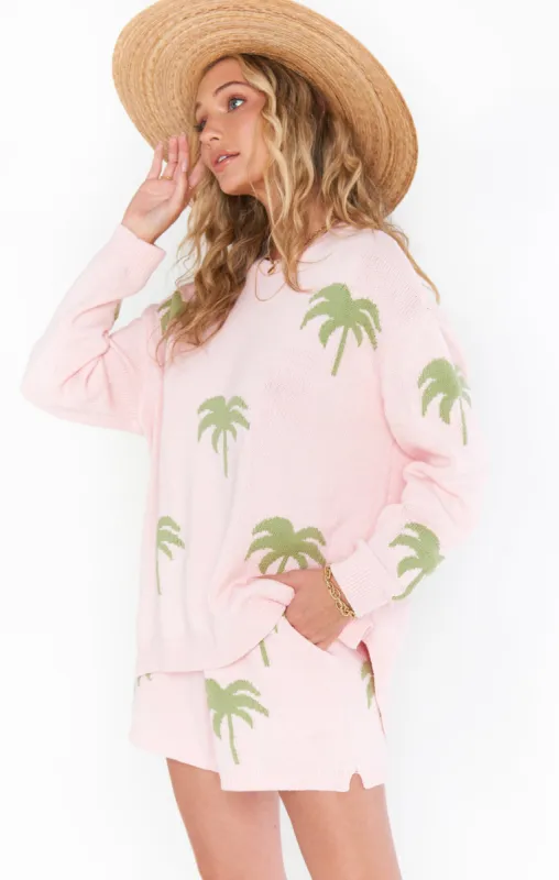 Go to Sweater | Pink Palm Tree Knit sold by Belletique
