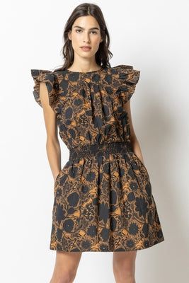 Smocked Waist Dress | Cumin Print sold by Belletique
