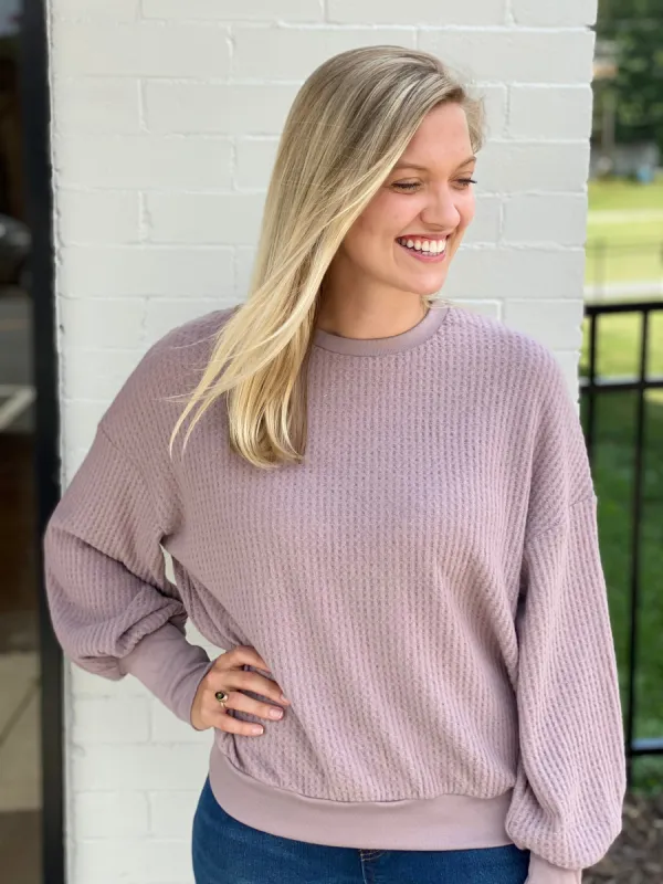 Puff Sleeve Thermal Crew sold by Belletique