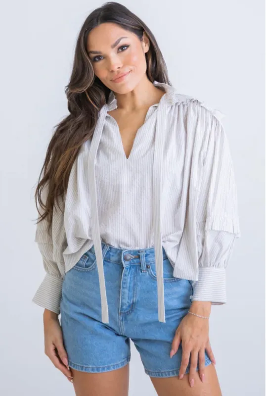 Stripe Seersucker Top sold by Belletique