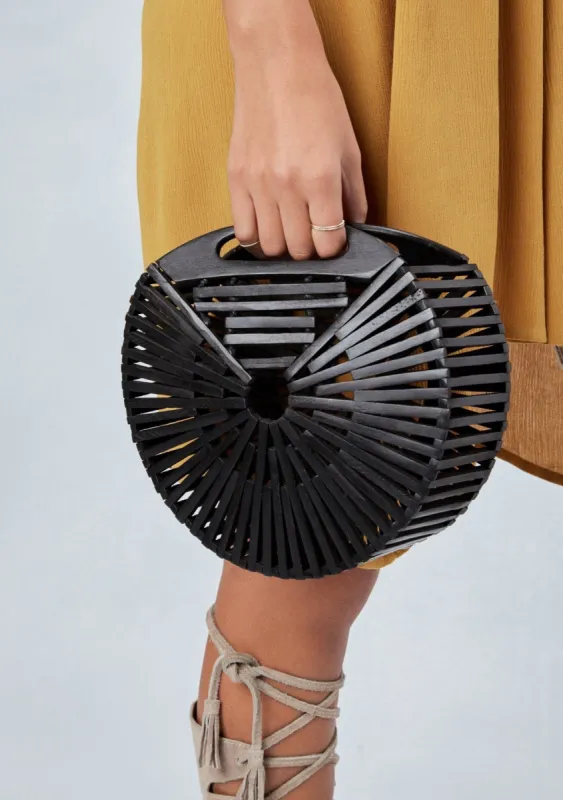 Moon Wood Bag | Black sold by Belletique