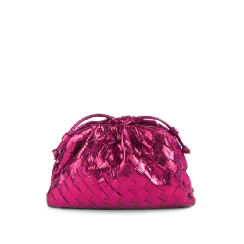 Woven Cloud Clutch | Metallic Pink sold by Belletique