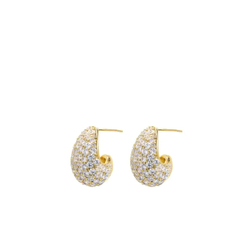 Pave Half Moon Earrings sold by Belletique