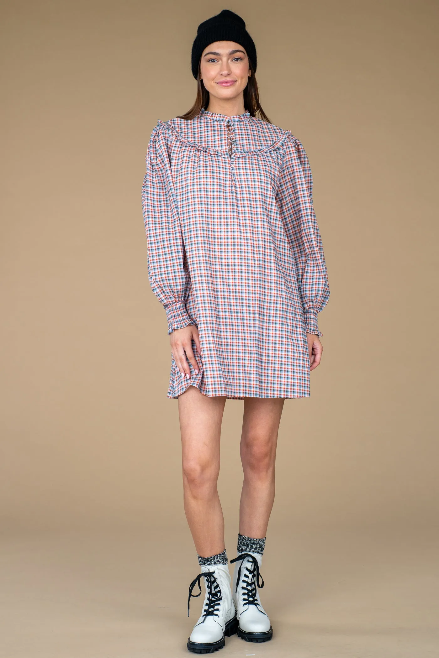 Ella Dress | Fireside Check sold by Belletique