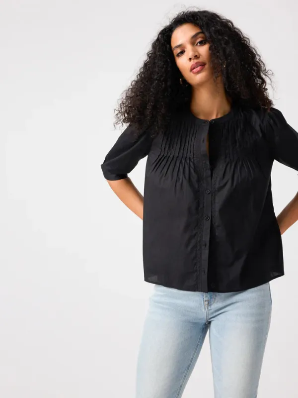 Gentle Pintuck Blouse | Black sold by Belletique