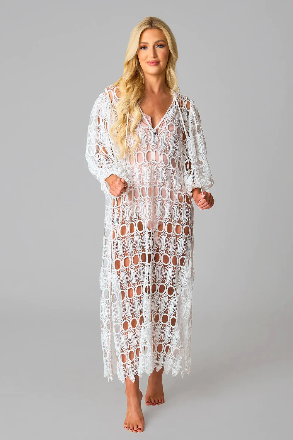 Pamela Eyelet Maxi Dress | White sold by Belletique product image thumbnail 3
