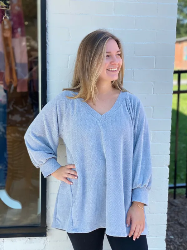 Raglan Oversized Top | Silver sold by Belletique