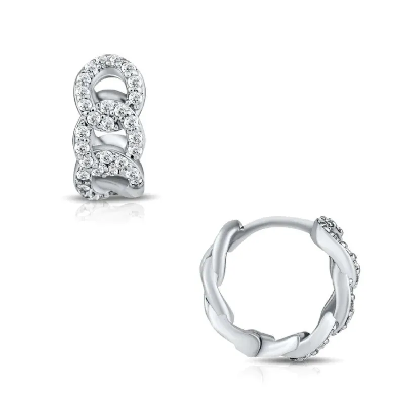 Anika Chain Huggie Hoop Earring | Silver sold by Belletique