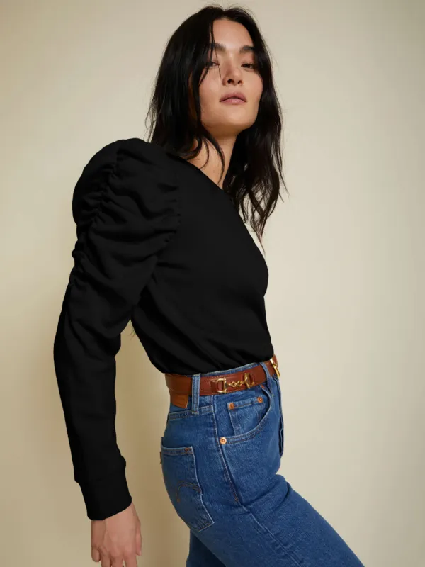 Perla Gathered 3/4 Sleeve Top sold by Belletique