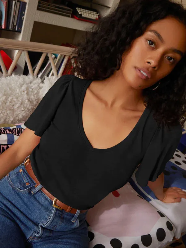 Vicky Flutter Sleeve Top | Jet Black sold by Belletique product image thumbnail 2