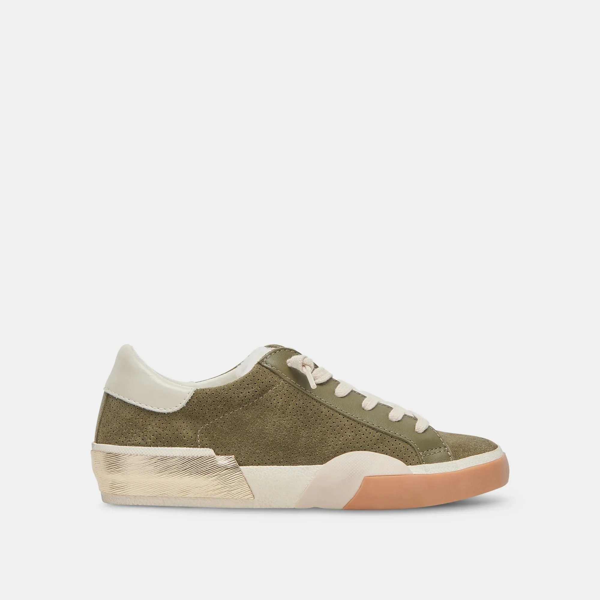 Zina Plush Sneakers | Moss Perforated sold by Belletique
