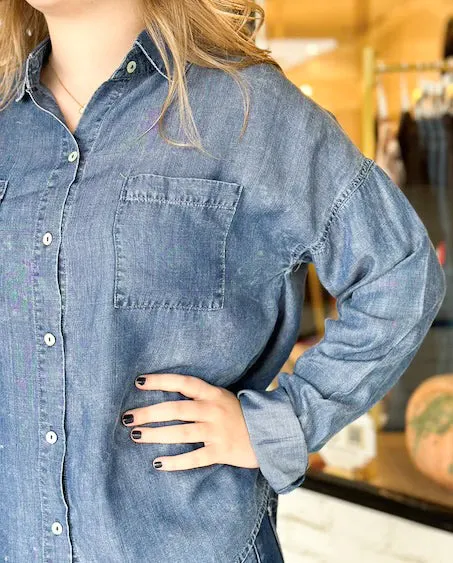 Denim Button Top | Tencel Blue sold by Belletique product image thumbnail 2