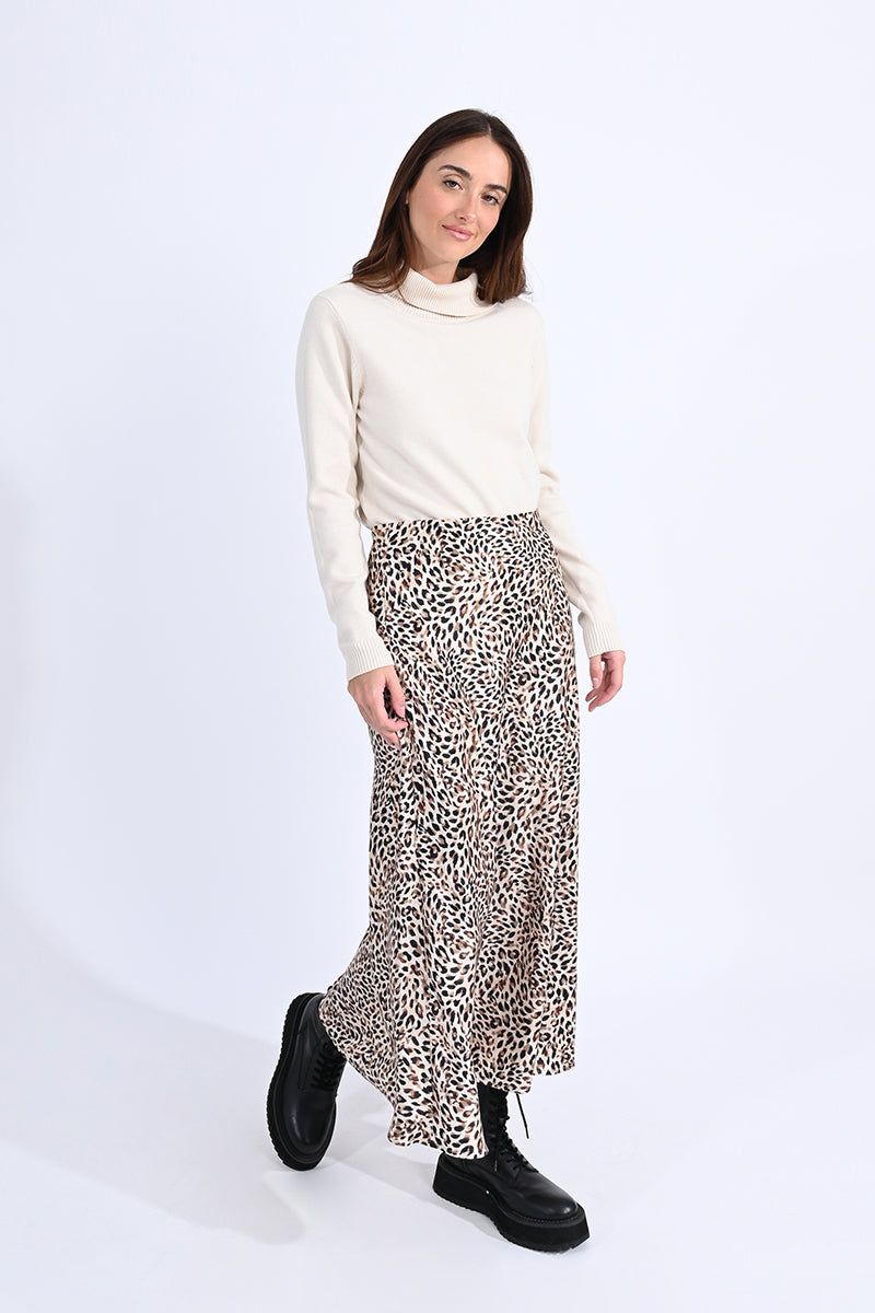 Leopard Skirt | Khaki sold by Belletique