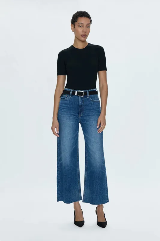 Lana Crop High Rise Ultra Wide Leg | Palladium sold by Belletique