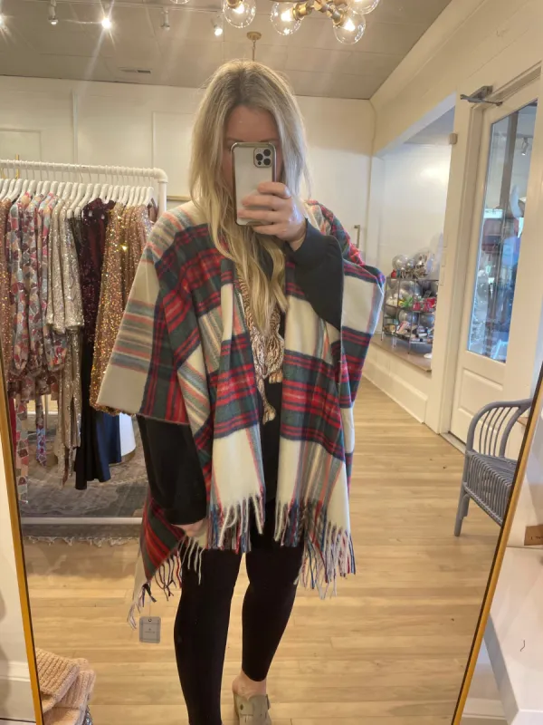 Beige/Red Plaid Scarf sold by Belletique