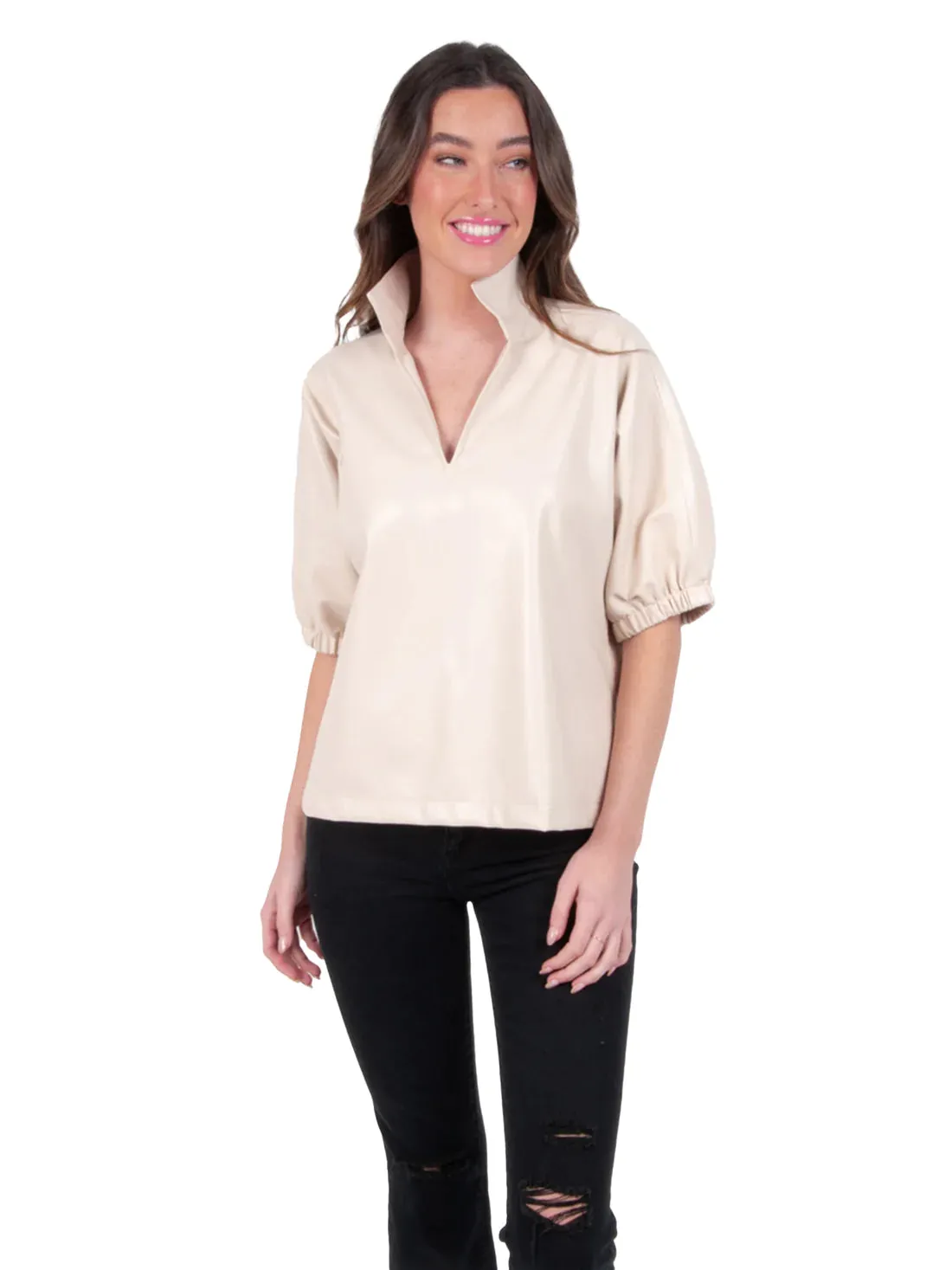 Poppy Top | Sandshell Vegan Leather sold by Belletique product image thumbnail 2