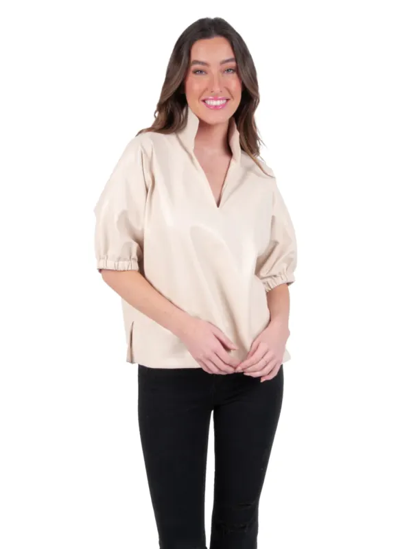 Poppy Top | Sandshell Vegan Leather sold by Belletique