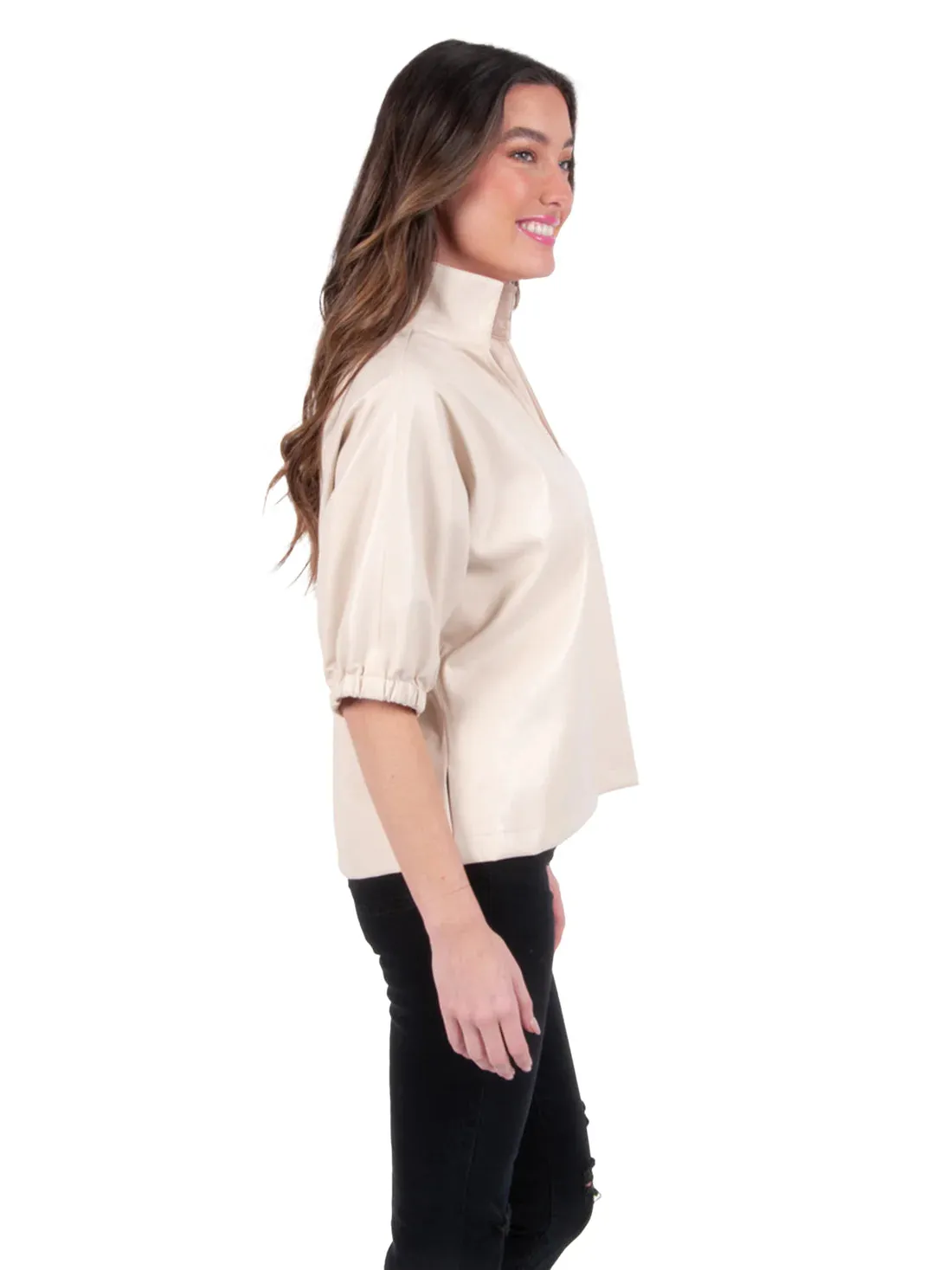 Poppy Top | Sandshell Vegan Leather sold by Belletique product image thumbnail 3