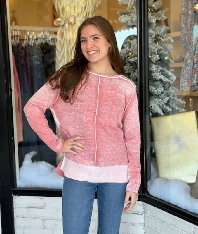 Reverse Printed Sweater | Mauve sold by Belletique