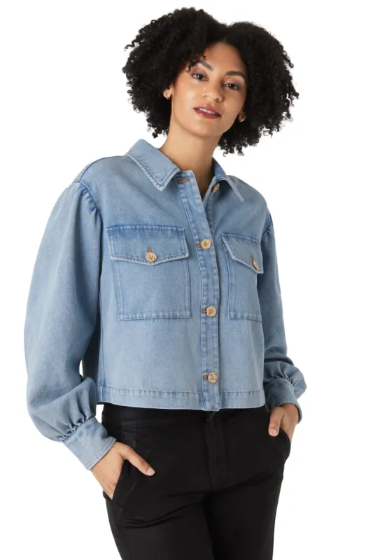 Gemma Jacket | Denim Blue sold by Belletique