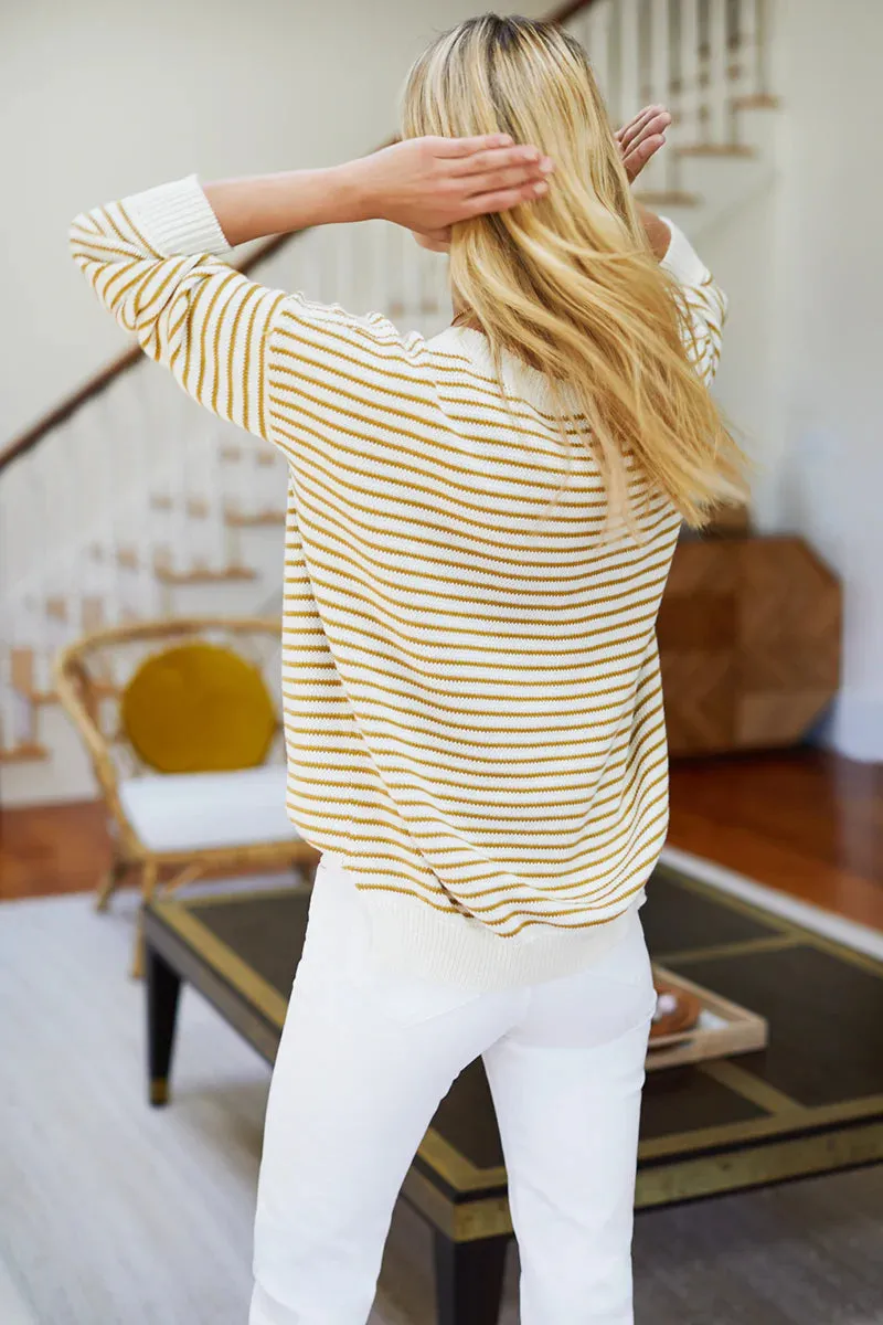 Carolyn Sweater | Marigold Stripe Organic sold by Belletique product image thumbnail 4