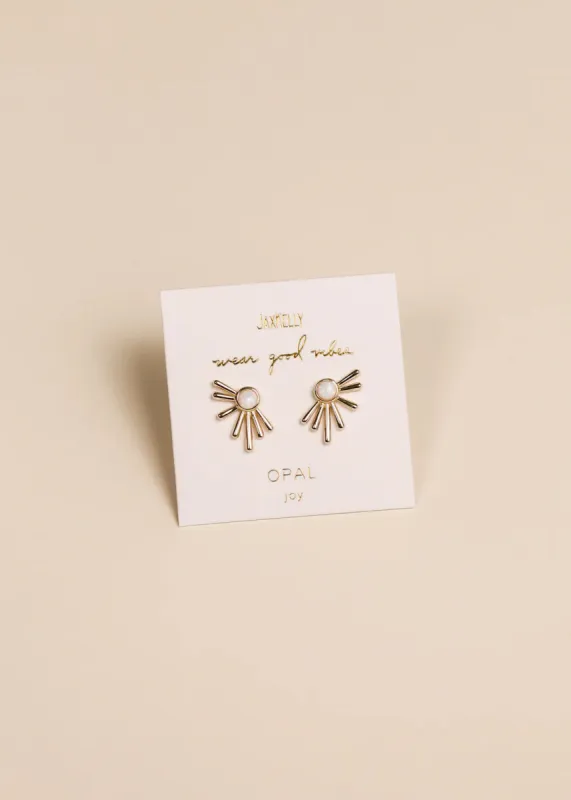 Sun Ray White Opal Stud Earring sold by Belletique
