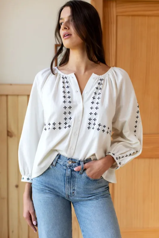 Frances Embroidered Blouse sold by Belletique