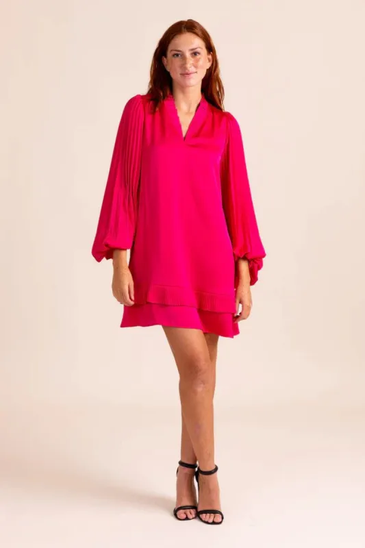 Liza Dress | Neon Pink sold by Belletique