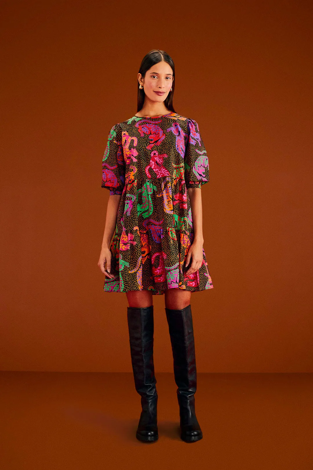 Wild Leopards Black Mini Dress sold by Belletique