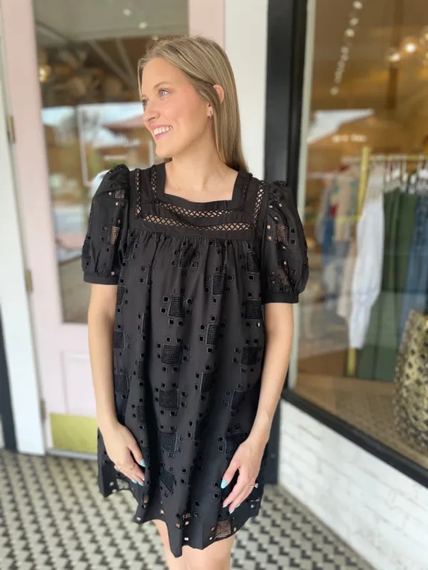 Georgia Embroidered Dress | Black sold by Belletique