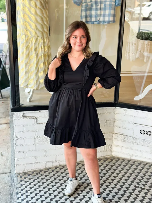 Poplin Tier Dress | Black sold by Belletique
