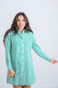 Stripe Poplin Shirt Dress sold by Belletique