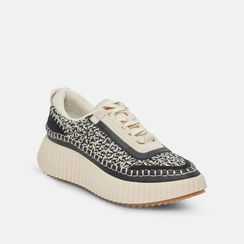 Dolen Sneakers | White Black Woven sold by Belletique