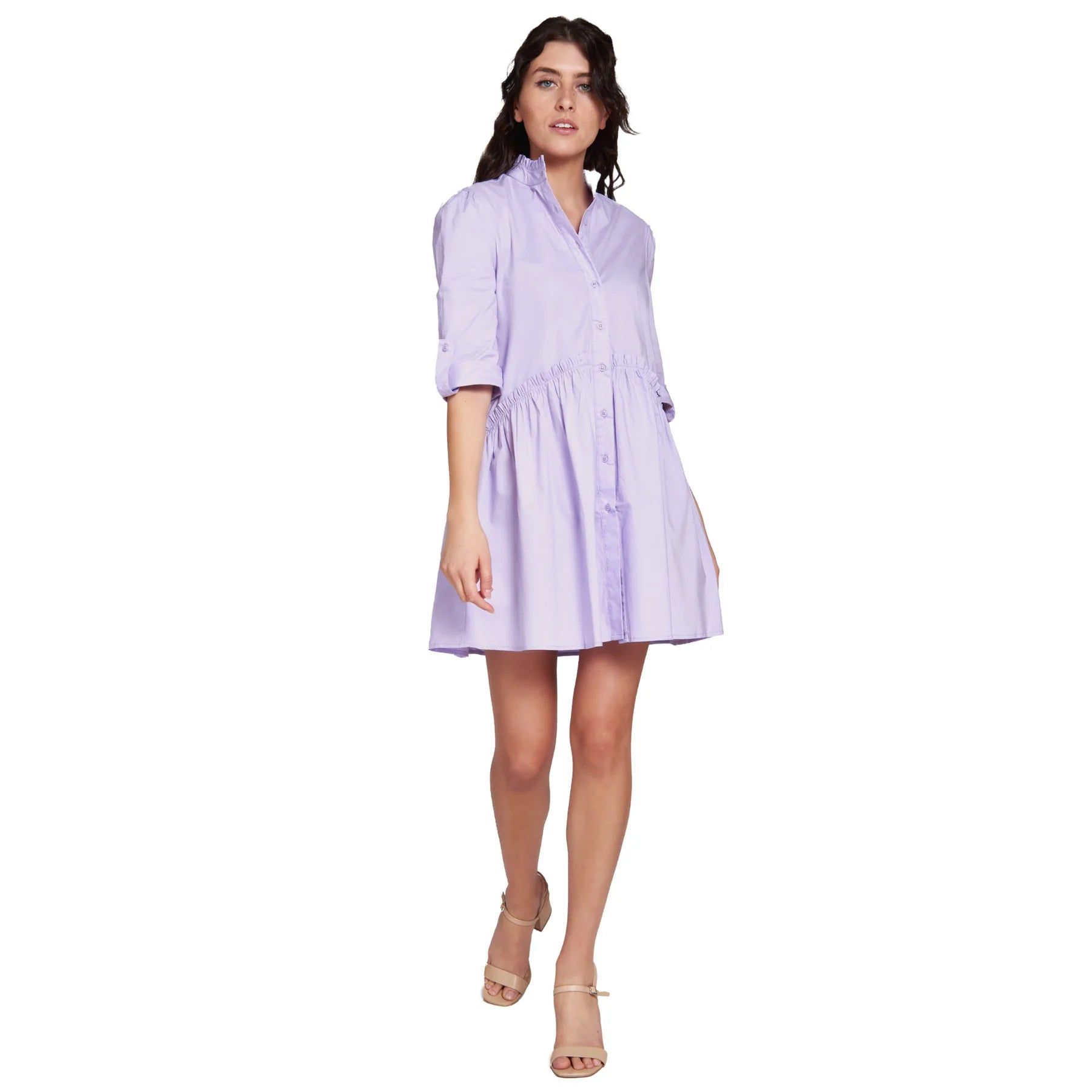 Cammie Ruffle Shirt Dress | Lavender sold by Belletique product image thumbnail 2