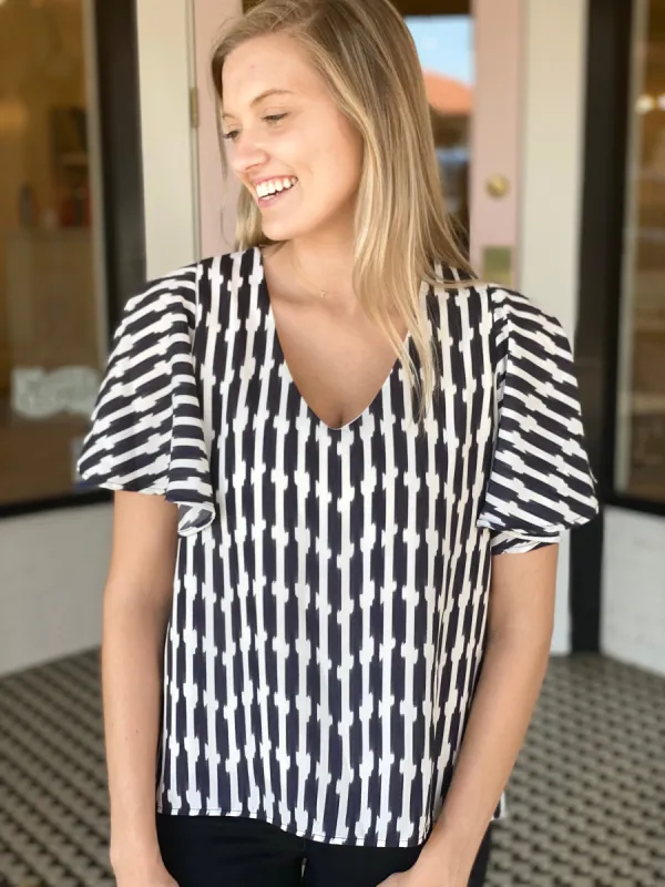 Ikat Flare Top sold by Belletique