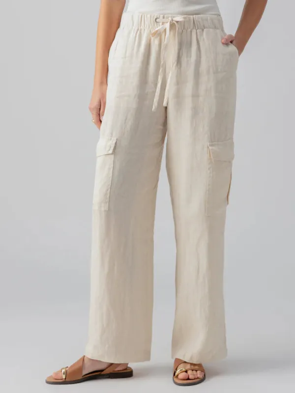 Drift Linen Cargo Semi-High Rise Pant | Birch sold by Belletique