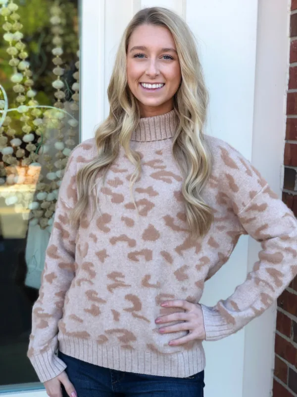 Leopard Turtleneck Sweater sold by Belletique