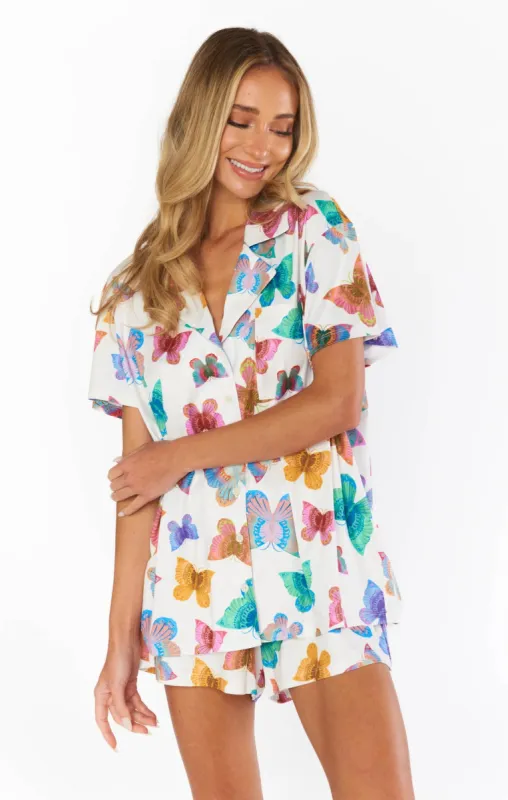 Sunday Morning PJ Set | Rainbow Butterflies sold by Belletique